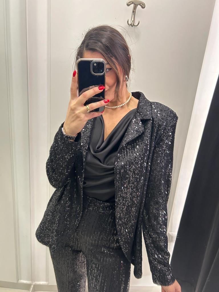 Giacca modello blazer in paillettes Lizalù 7455