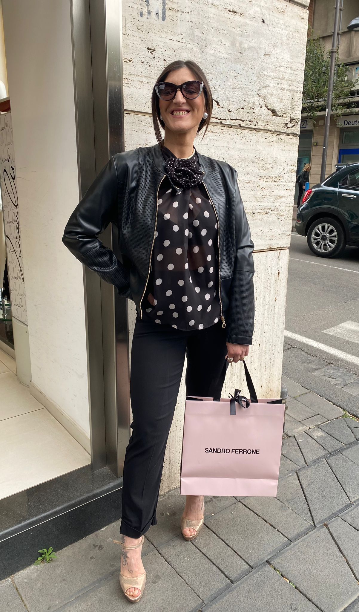 Giubbino di ecopelle modello Chanel con inserti traforati e chiusura zip SANDRO FERRONE 2007
