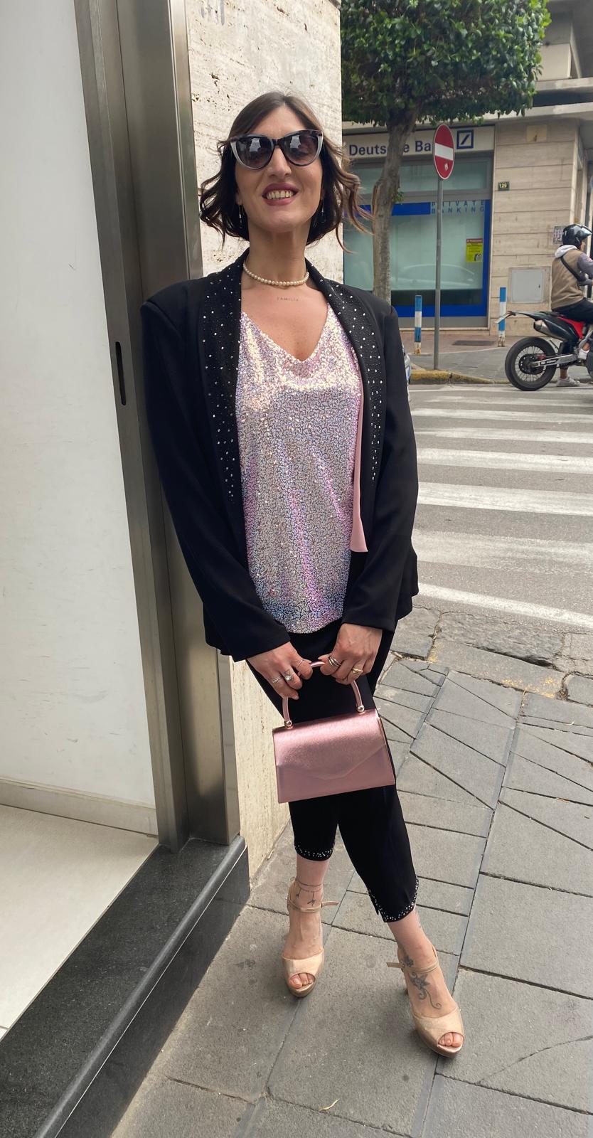 Giacca in caty con collo in strass Lizalù CINZIA