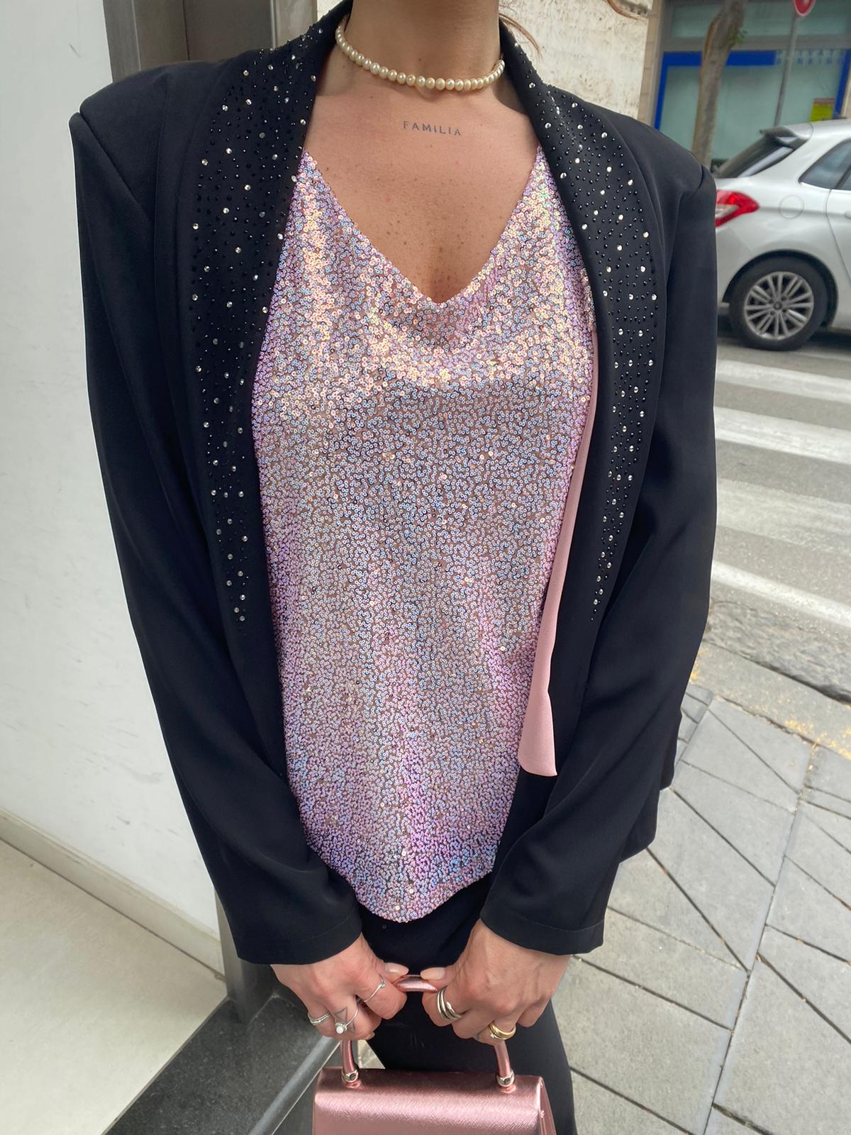 Giacca in caty con collo in strass Lizalù CINZIA