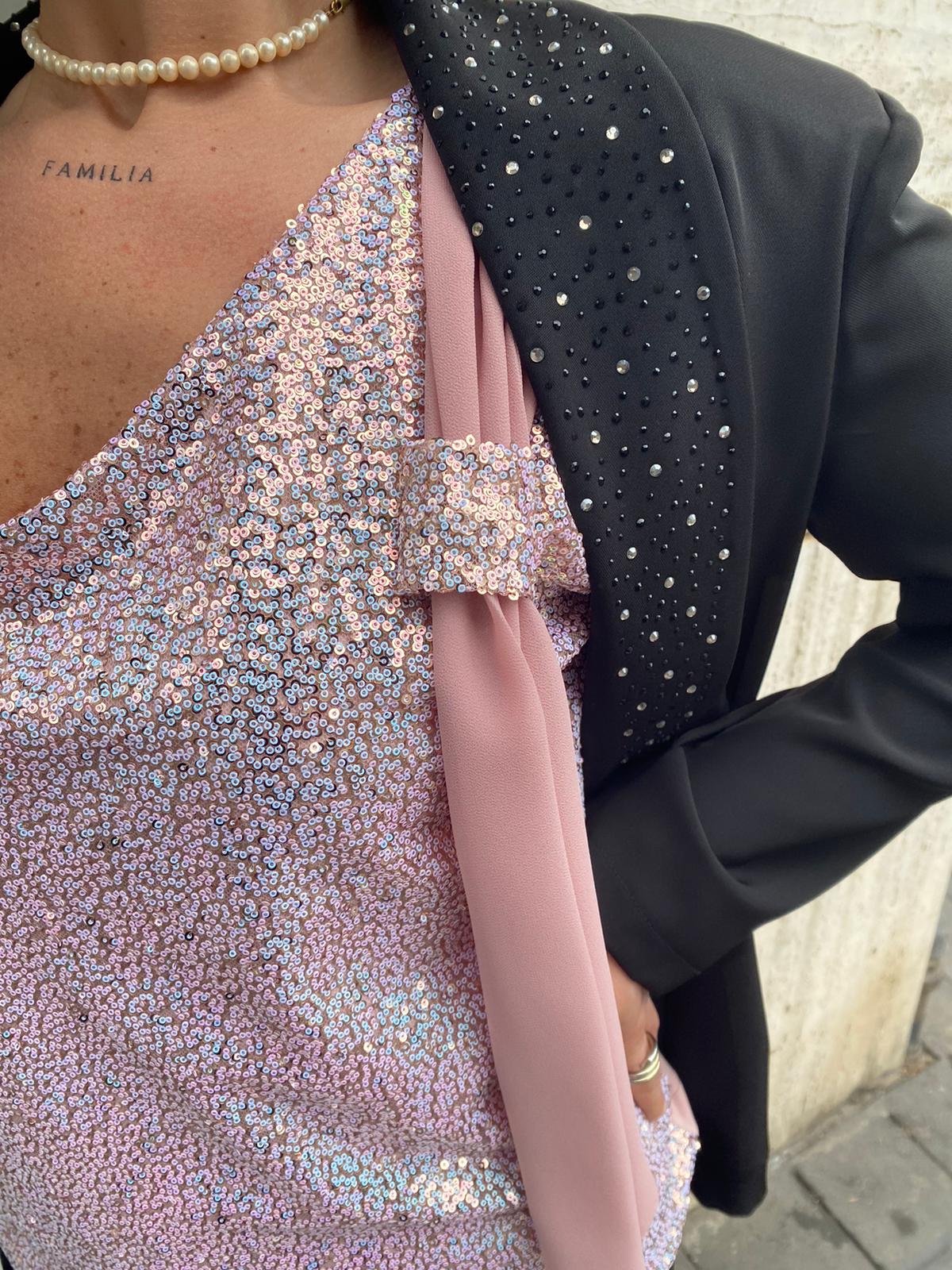 Giacca in caty con collo in strass Lizalù CINZIA