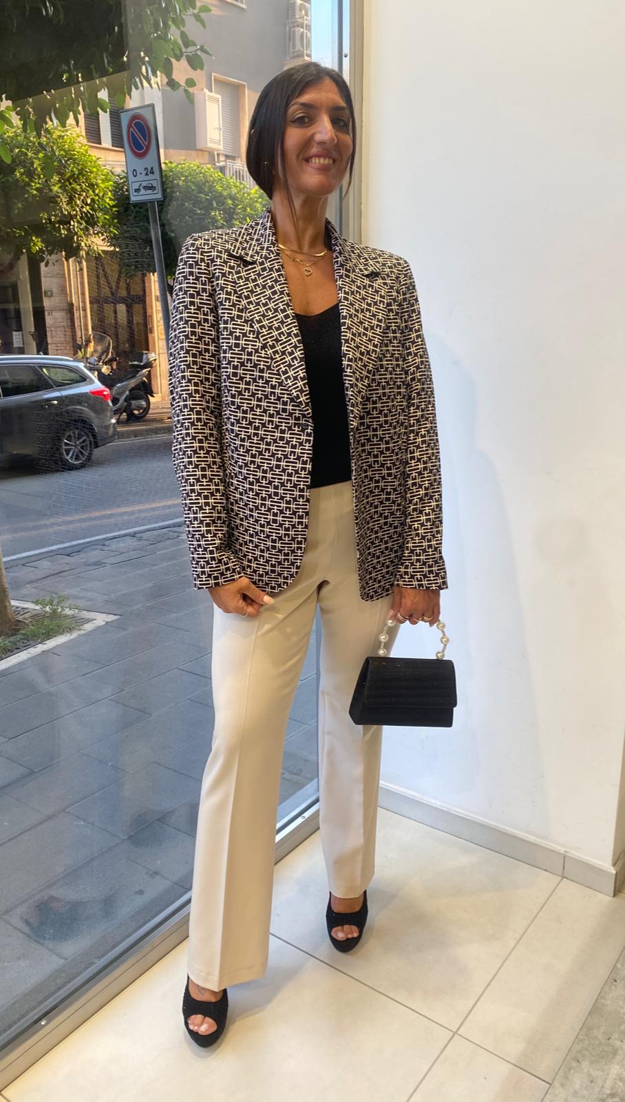 Pantalone con zip laterale in crepe a zampa Lizalù 8735