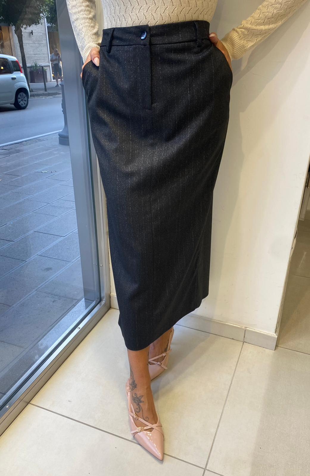 Gonna longuette tubino gessata lurex  Lizalù 4328