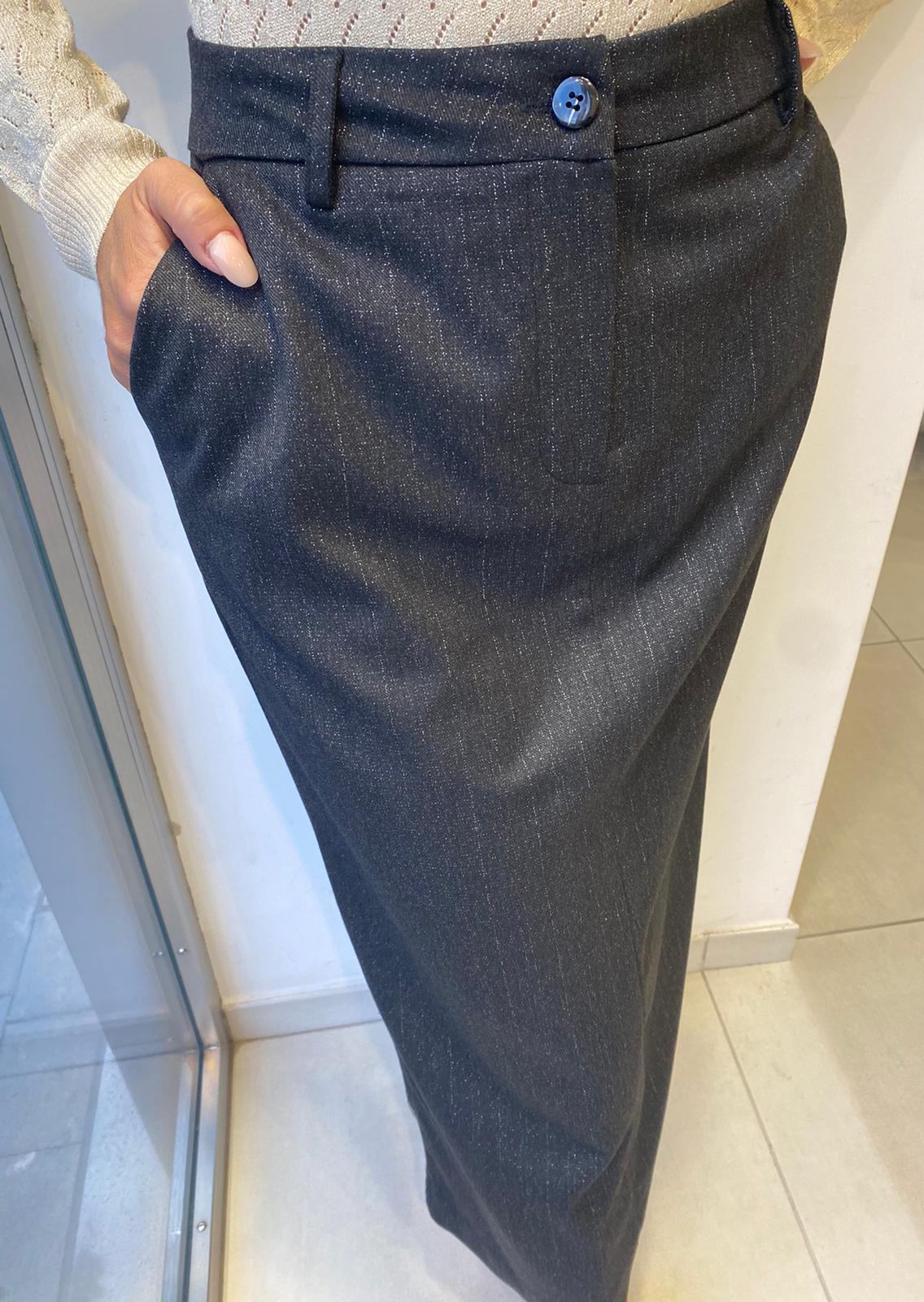 Gonna longuette tubino gessata lurex  Lizalù 4328