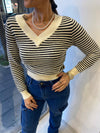Maglia a righe con scollo a V Akè H185
