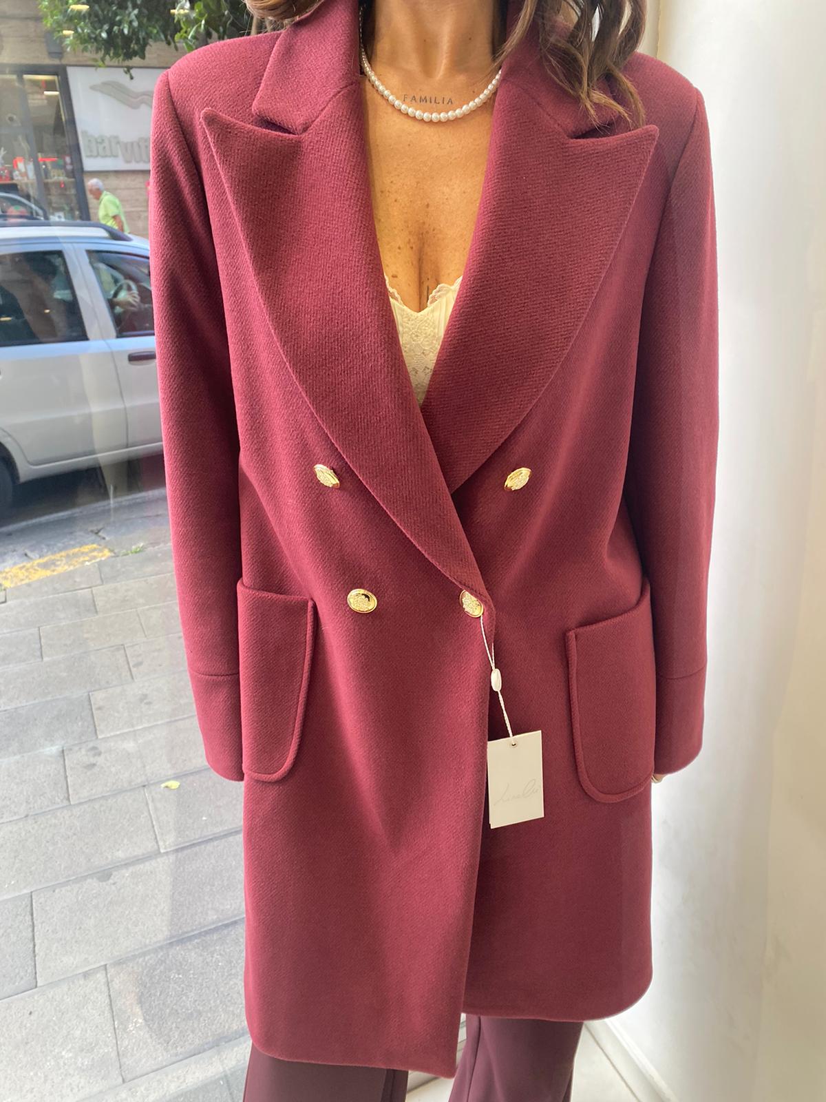 Cappotto over doppiopetto con tasche e bottoni in oro  Lizalù E101