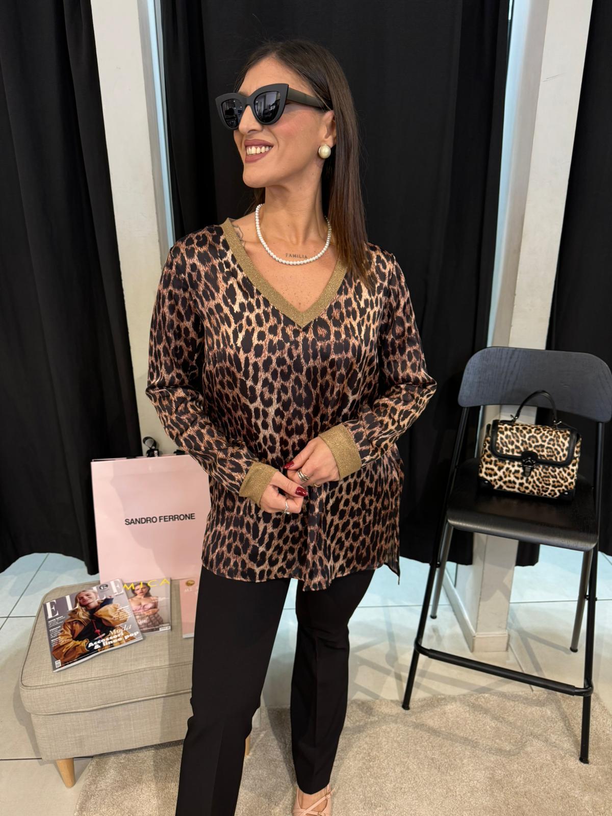 Blusa maculata con dettagli lurex SANDRO FERRONE SANDY