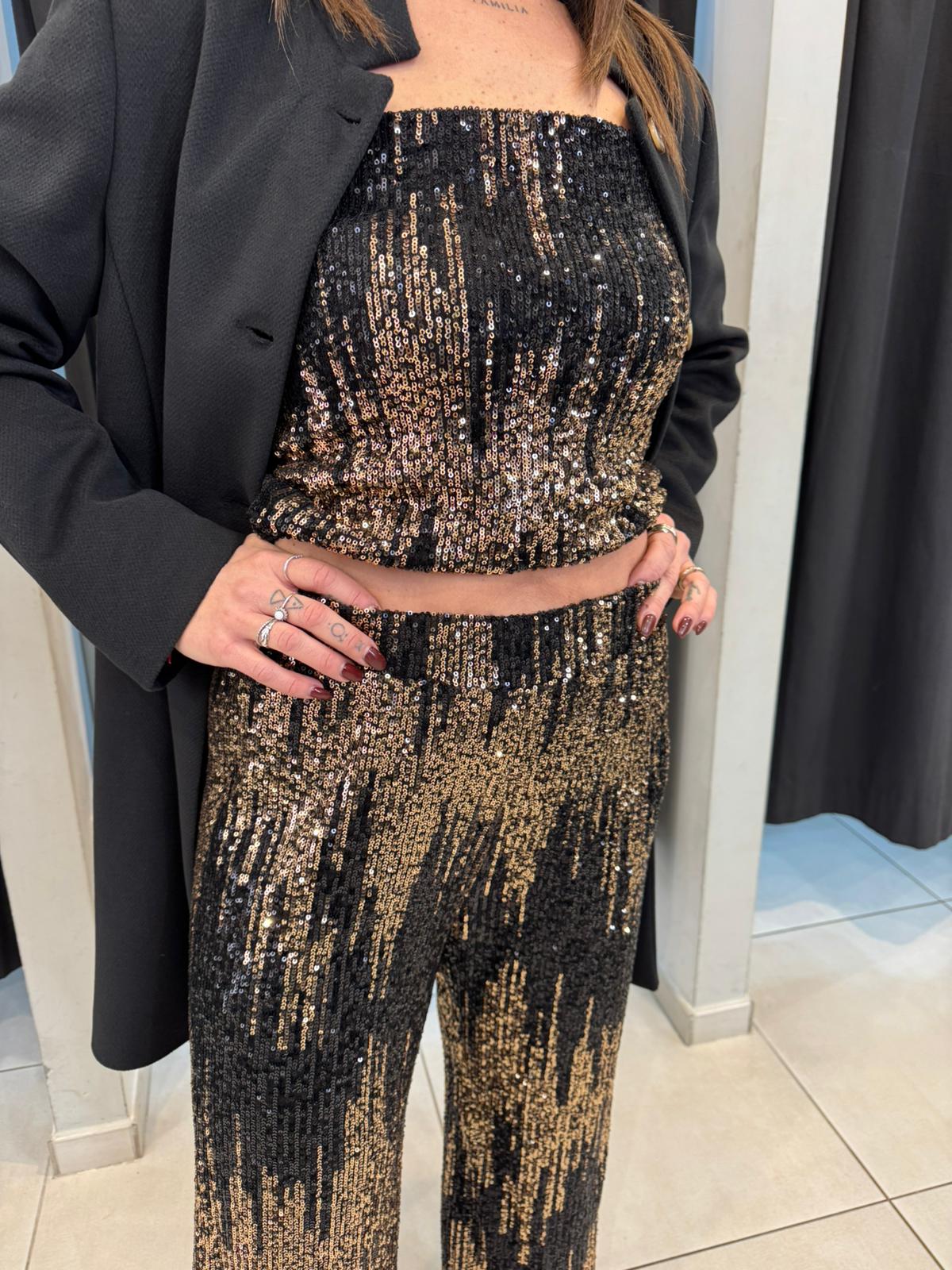Top in paillettes spallina stretta SANDRO FERRONE C007