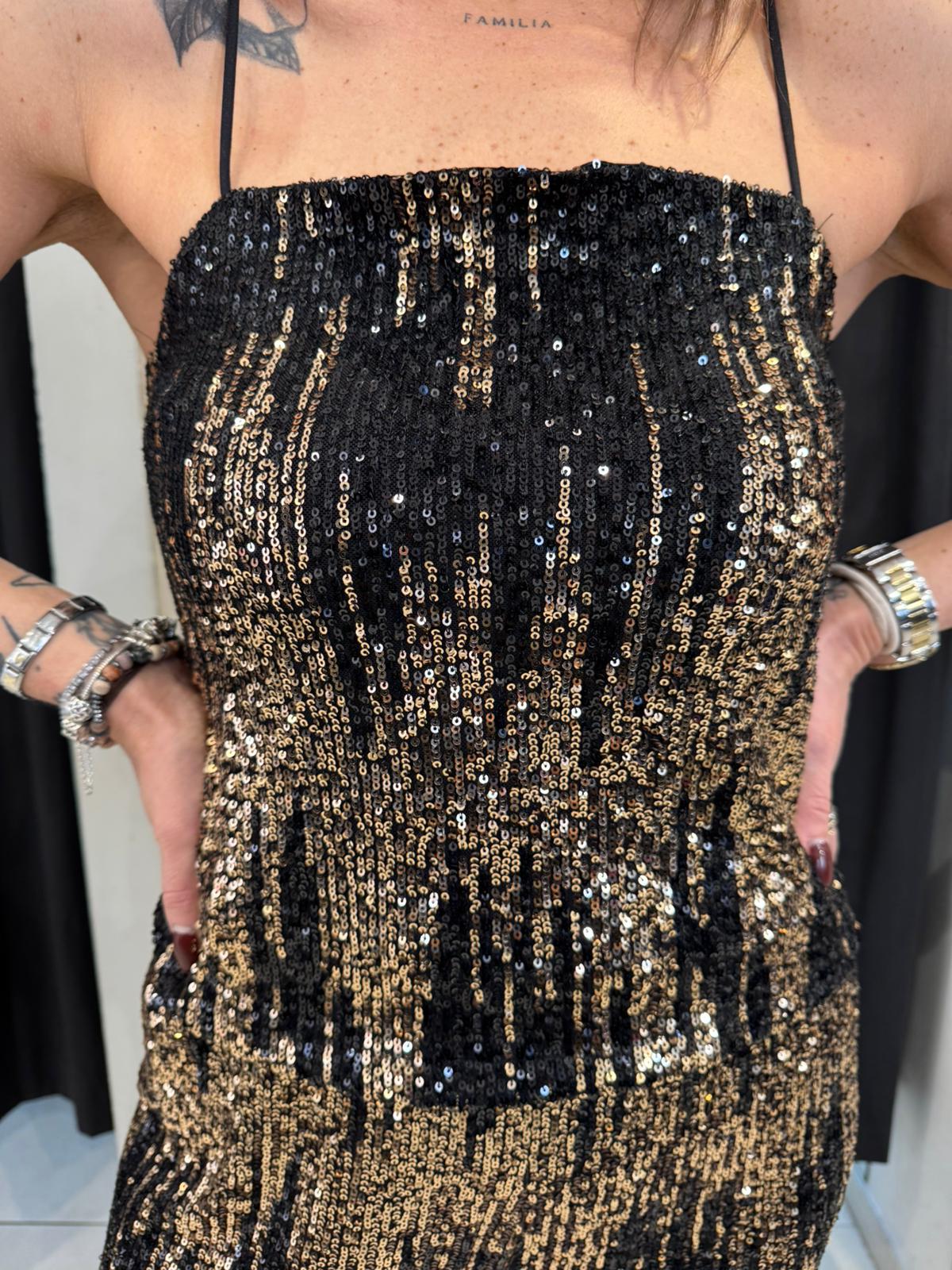 Top in paillettes spallina stretta SANDRO FERRONE C007