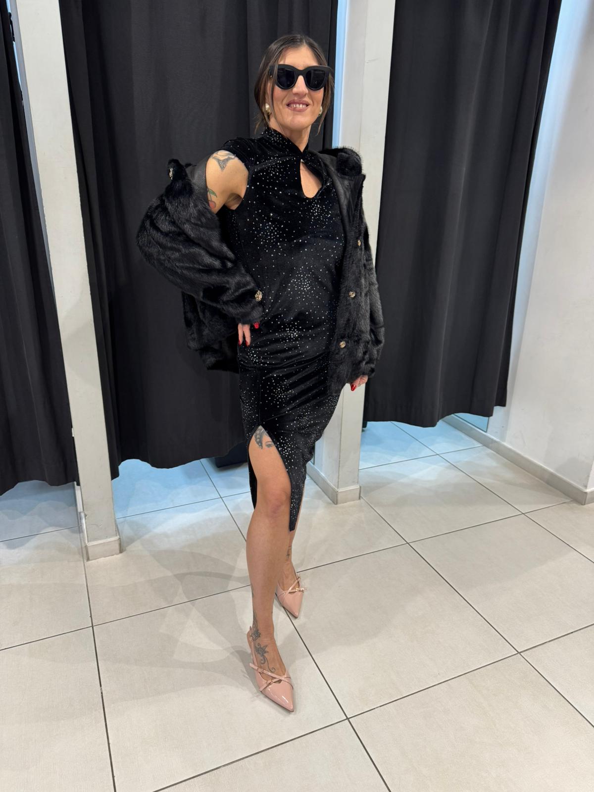 Abito in lurex mezza manica con collo coreana SANDRO FERRONE MAS