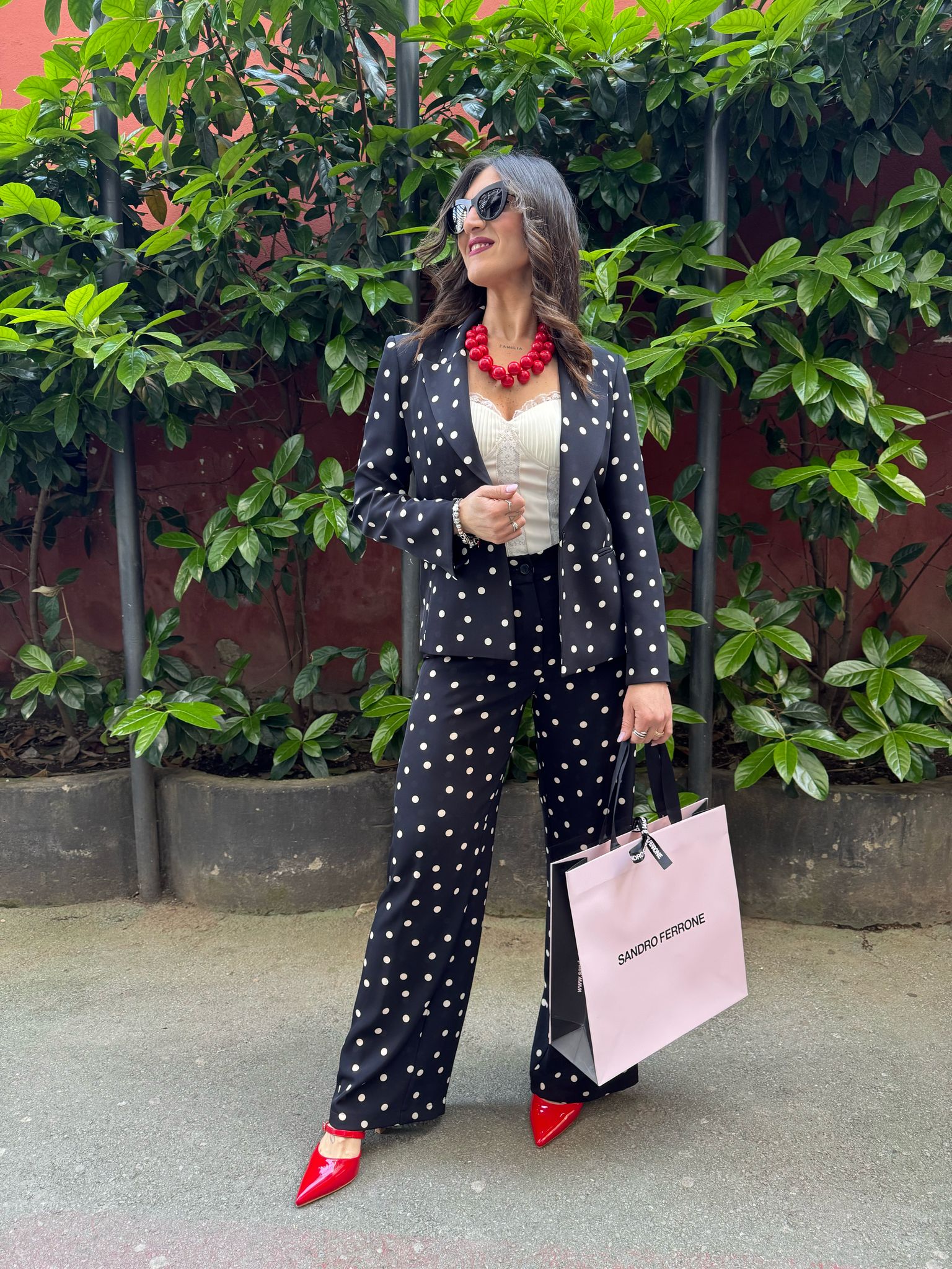 Pantalone in caty a zampa fantasia pois SANDRO FERRONE PALMA
