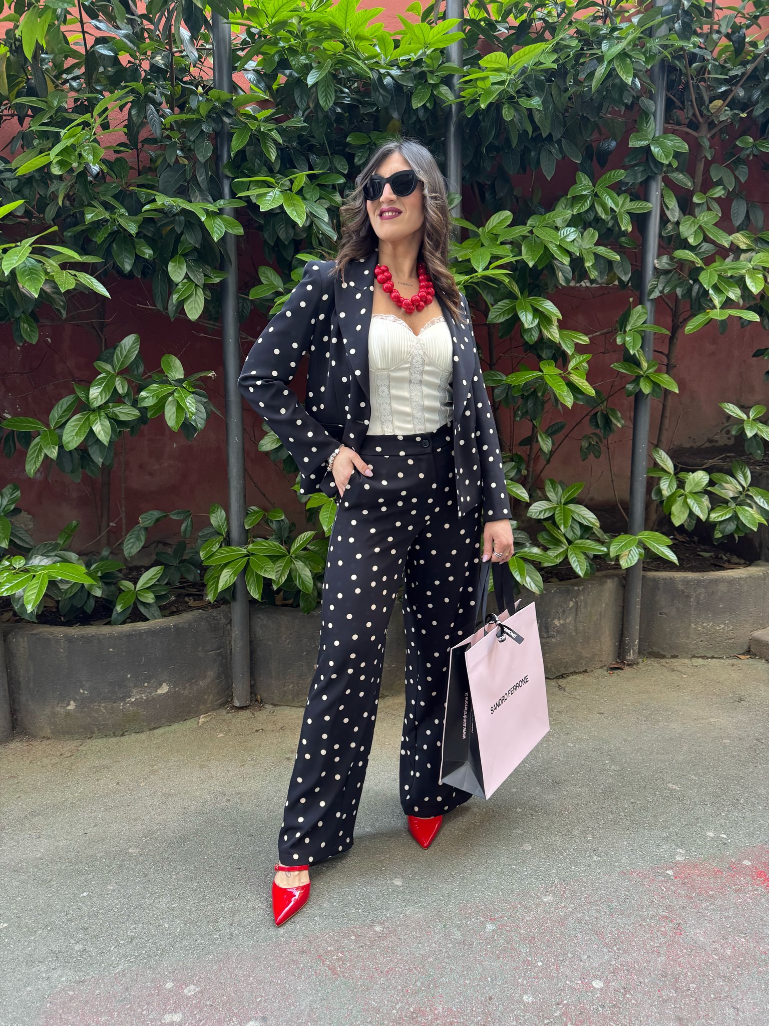 Pantalone in caty a zampa fantasia pois SANDRO FERRONE PALMA