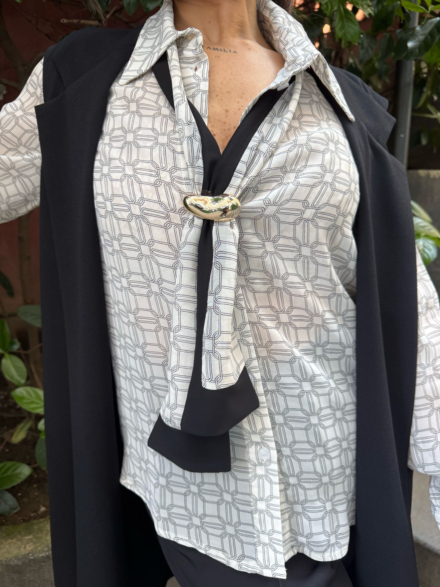 Camicia fantasia catene con dettaglio cravattino SANDRO FERRONE JIL