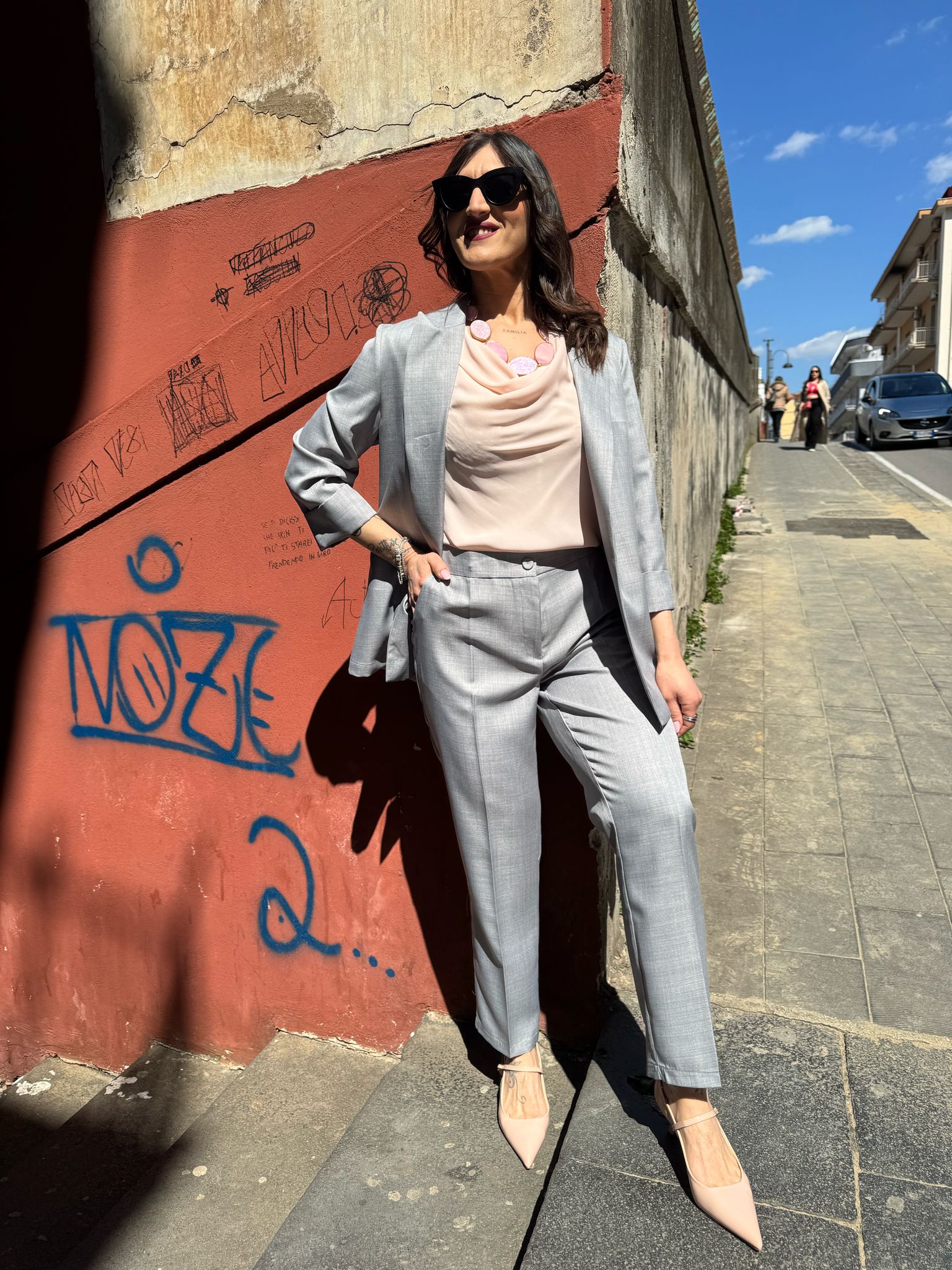Blusa mezza manica in chiffon con scollo a bavero Lizalù BER