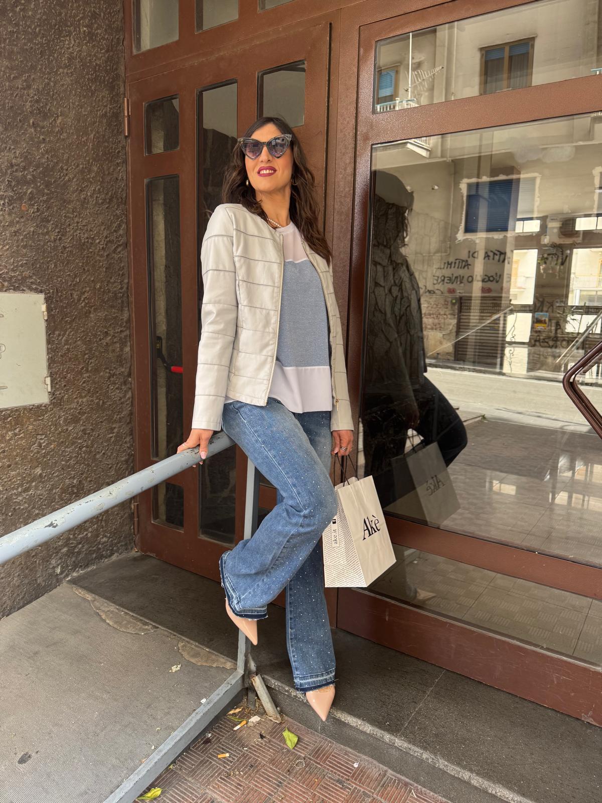 Giubbino in ecopelle slim Akè D050