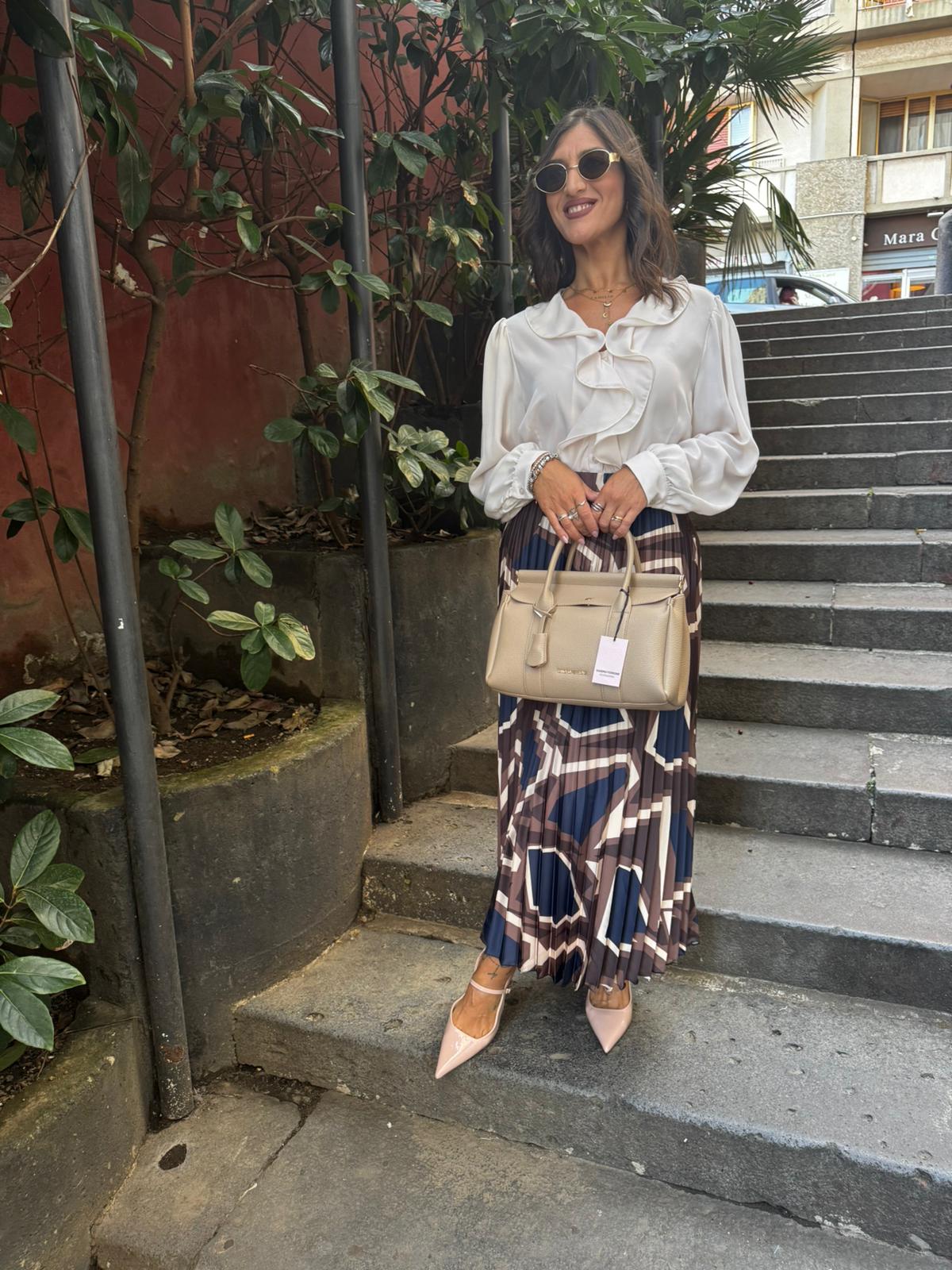 Camicia in chiffon con rouches sul davanti Lizalù ZOLA