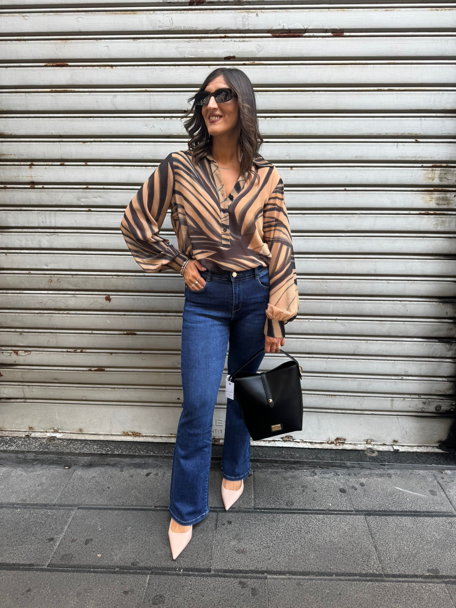 Jeans a zampa lavaggio scuro basic Lizalù 1071