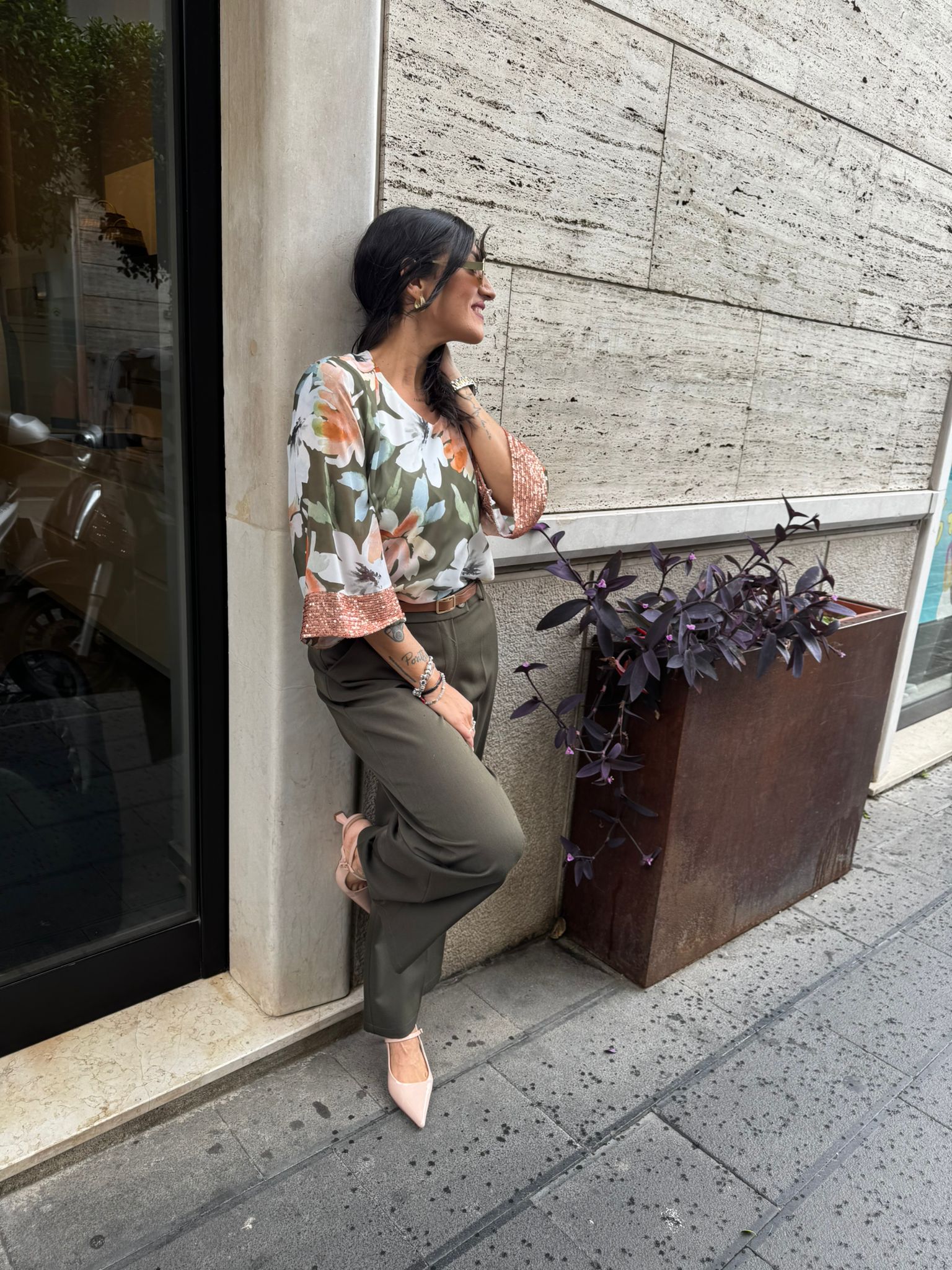 Pantalone palazzo con cinturino ed elastico sul retro Lizalù DORIANA