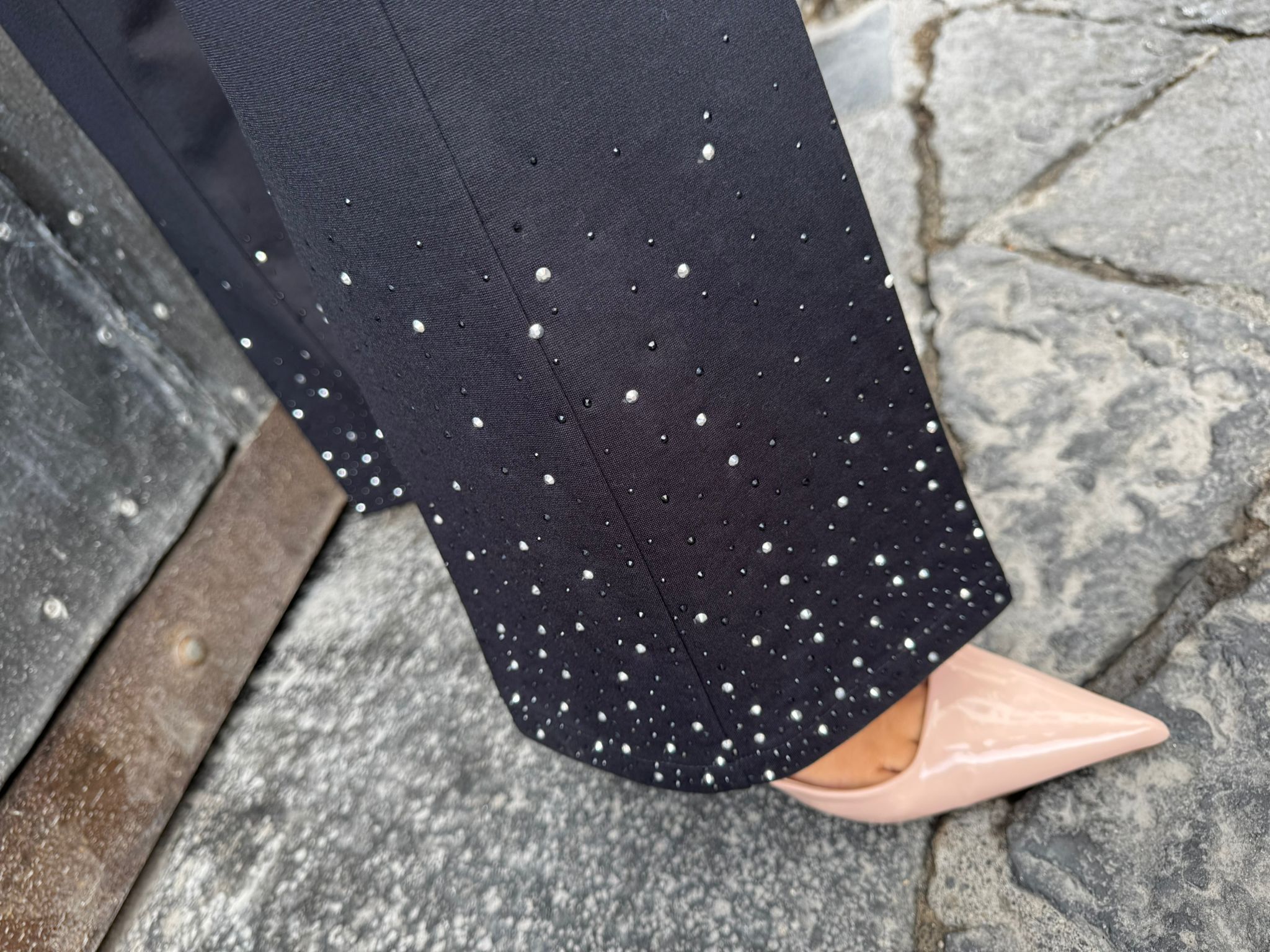 Pantalone con zampa in strass punto milano Lizalù MORENA