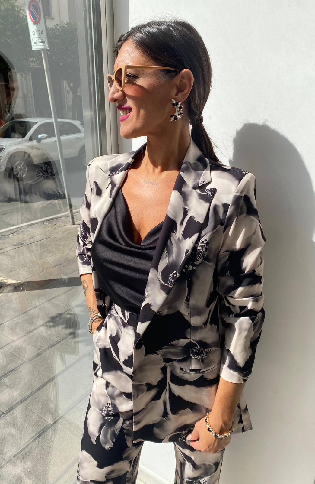 Giacca modello blazer con pattine fantasia fiore SANDRO FERRONE SIM
