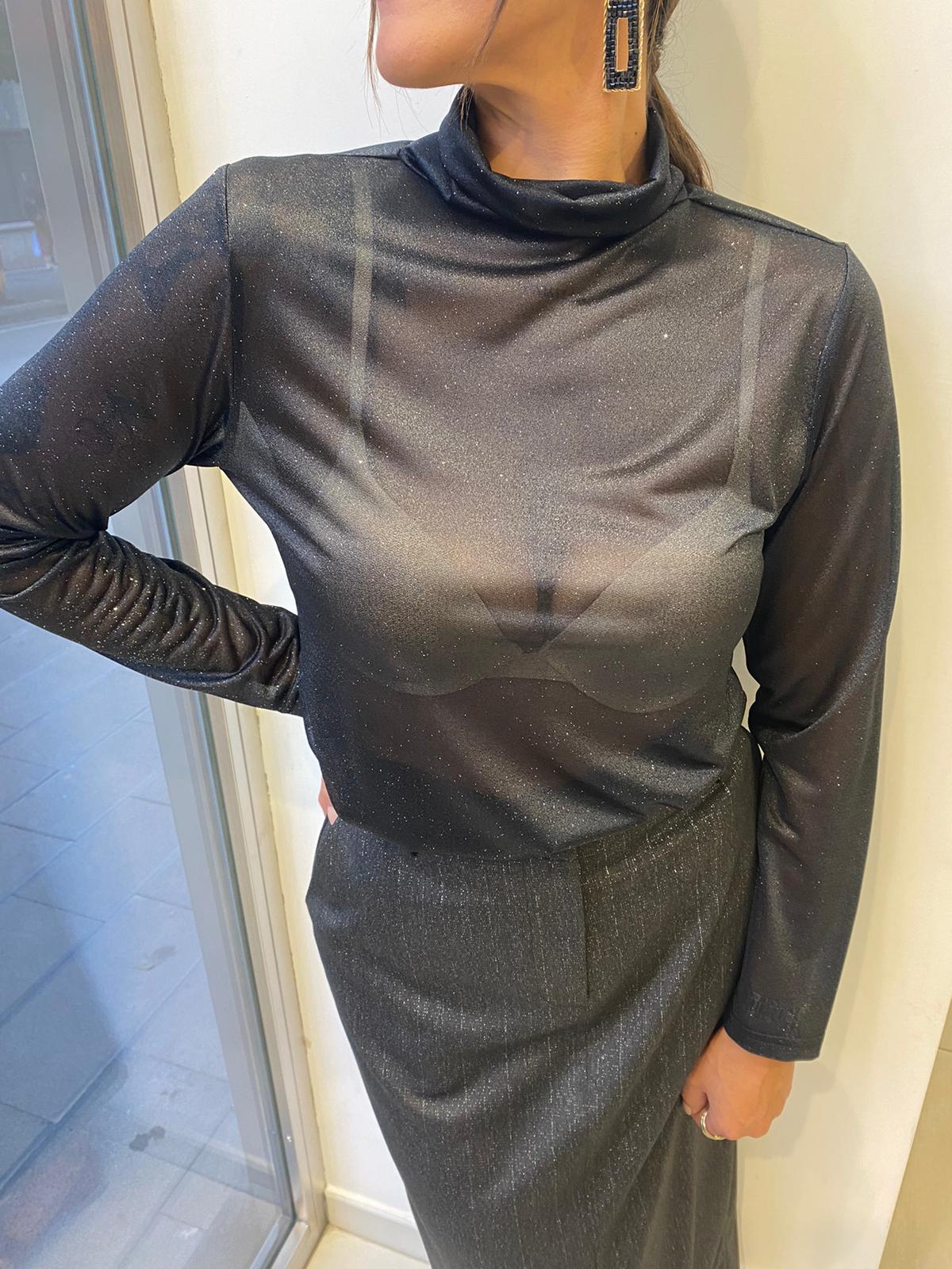 Maglia mezzo collo semi trasparente lurex Lizalù 3965