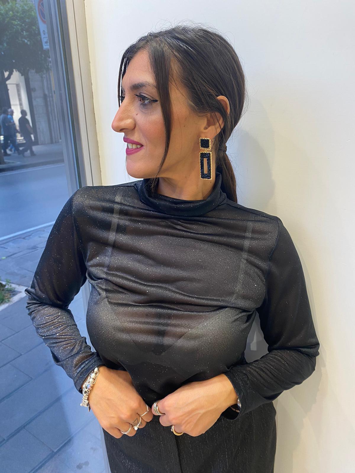 Maglia mezzo collo semi trasparente lurex Lizalù 3965