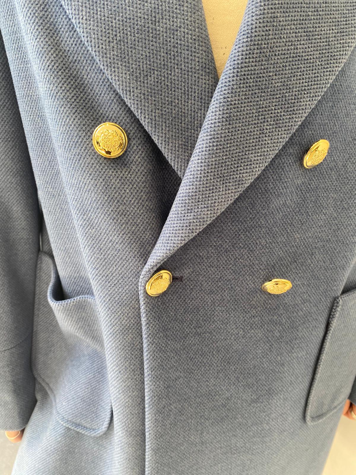 Cappotto over doppiopetto con tasche e bottoni in oro  Lizalù E101