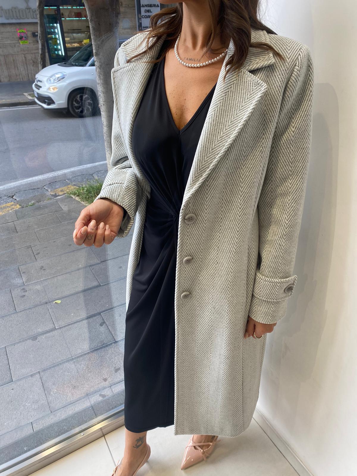 Cappotto lungo con tramatura zig zag Lizalù E174