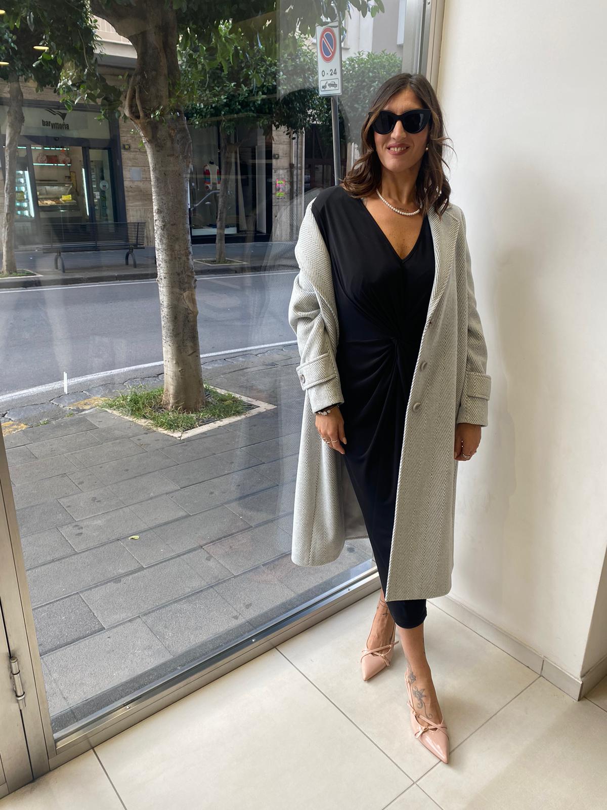 Cappotto lungo con tramatura zig zag Lizalù E174