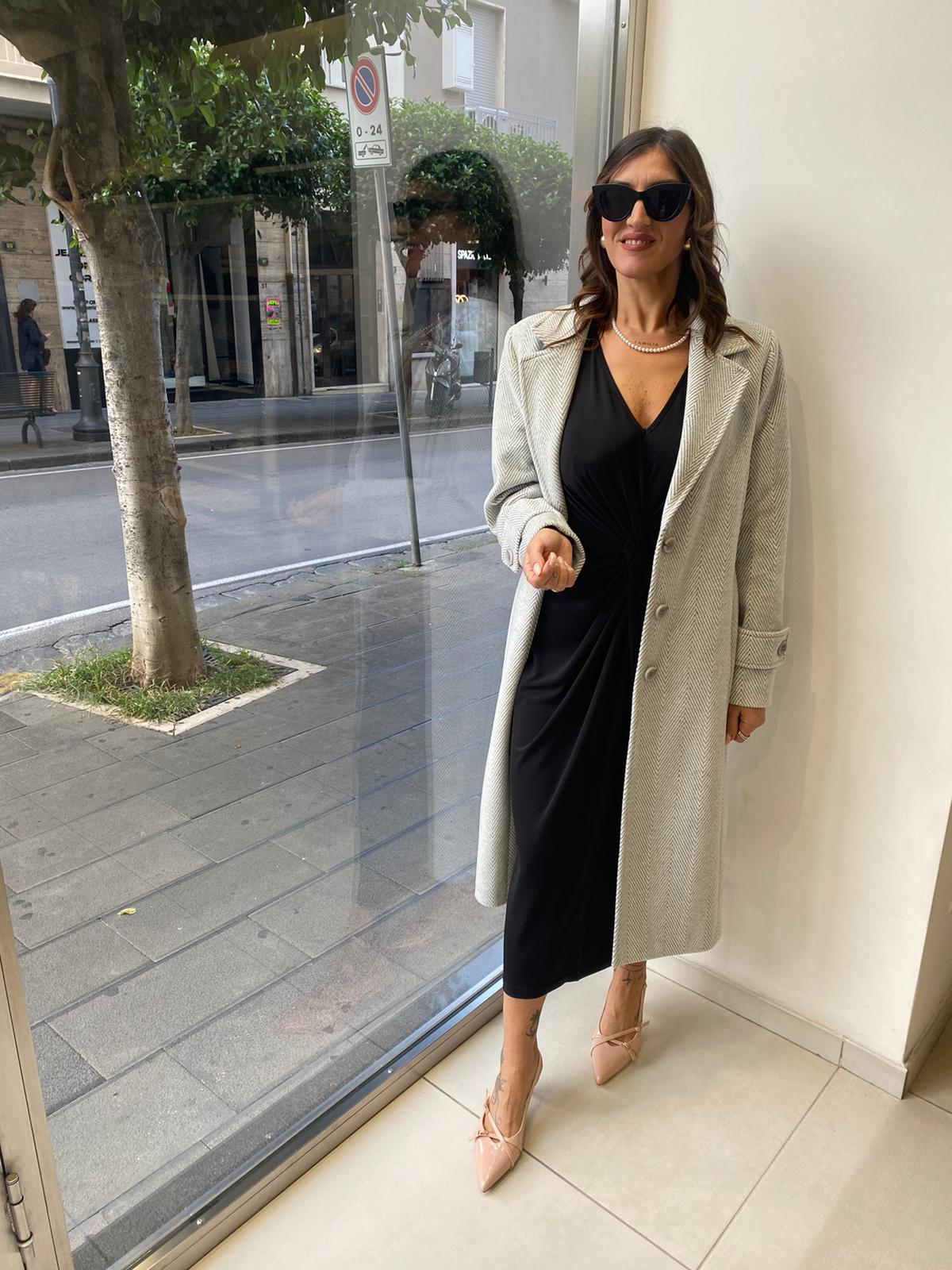 Cappotto lungo con tramatura zig zag Lizalù E174