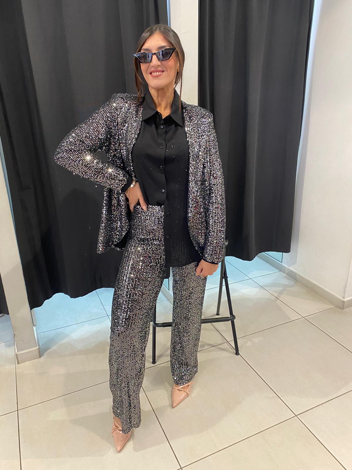 Giacca modello blazer in paillettes Lizalù Z747