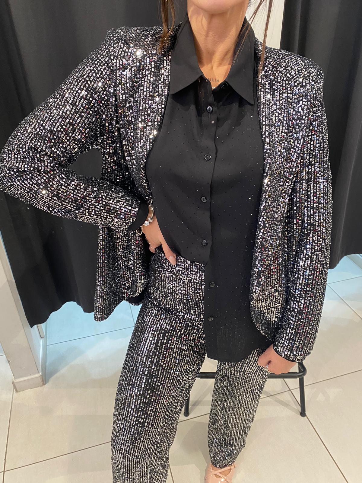 Giacca modello blazer in paillettes Lizalù Z747