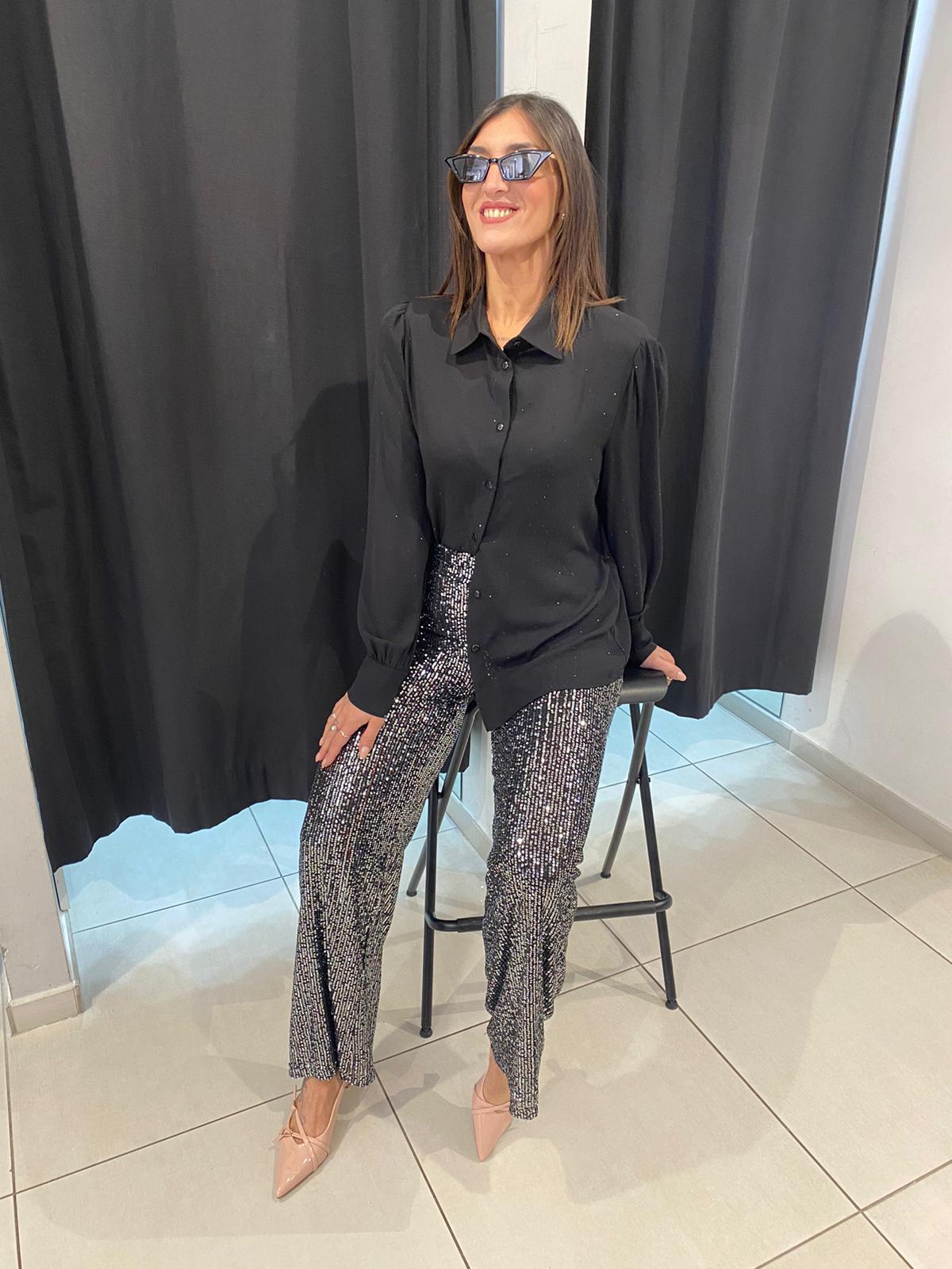 Pantalone a palazzo in paillettes Lizalù 7242