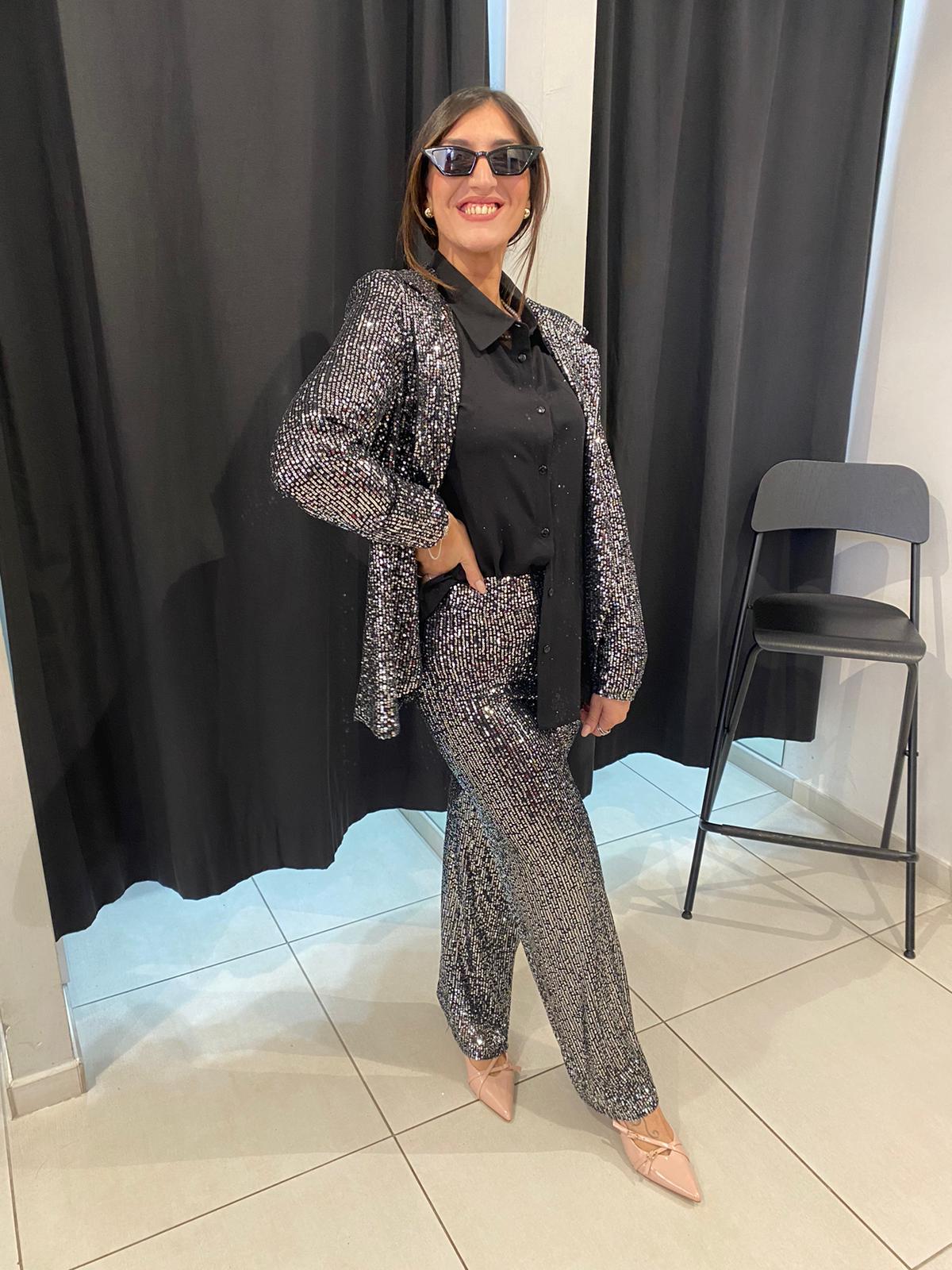 Giacca modello blazer in paillettes Lizalù Z747