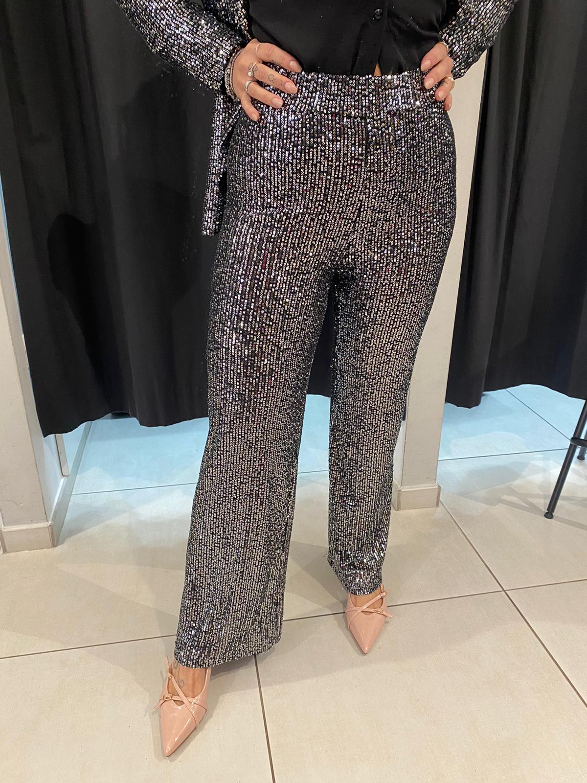 Pantalone a palazzo in paillettes Lizalù 7242