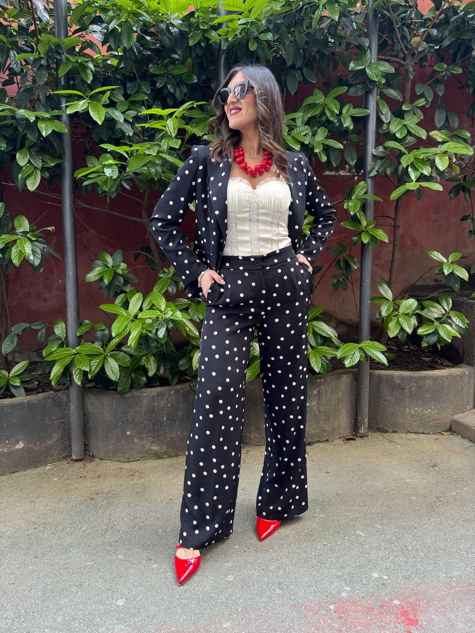 Pantalone in caty a zampa fantasia pois SANDRO FERRONE PALMA