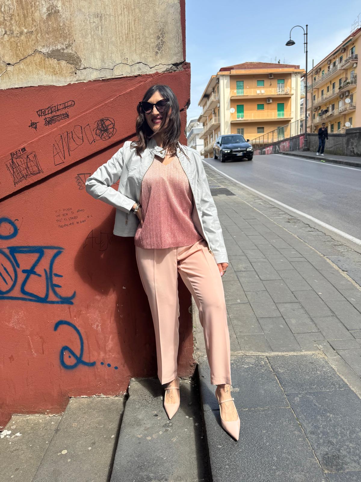 Giubbino in ecopelle con tasche zip Akè E051