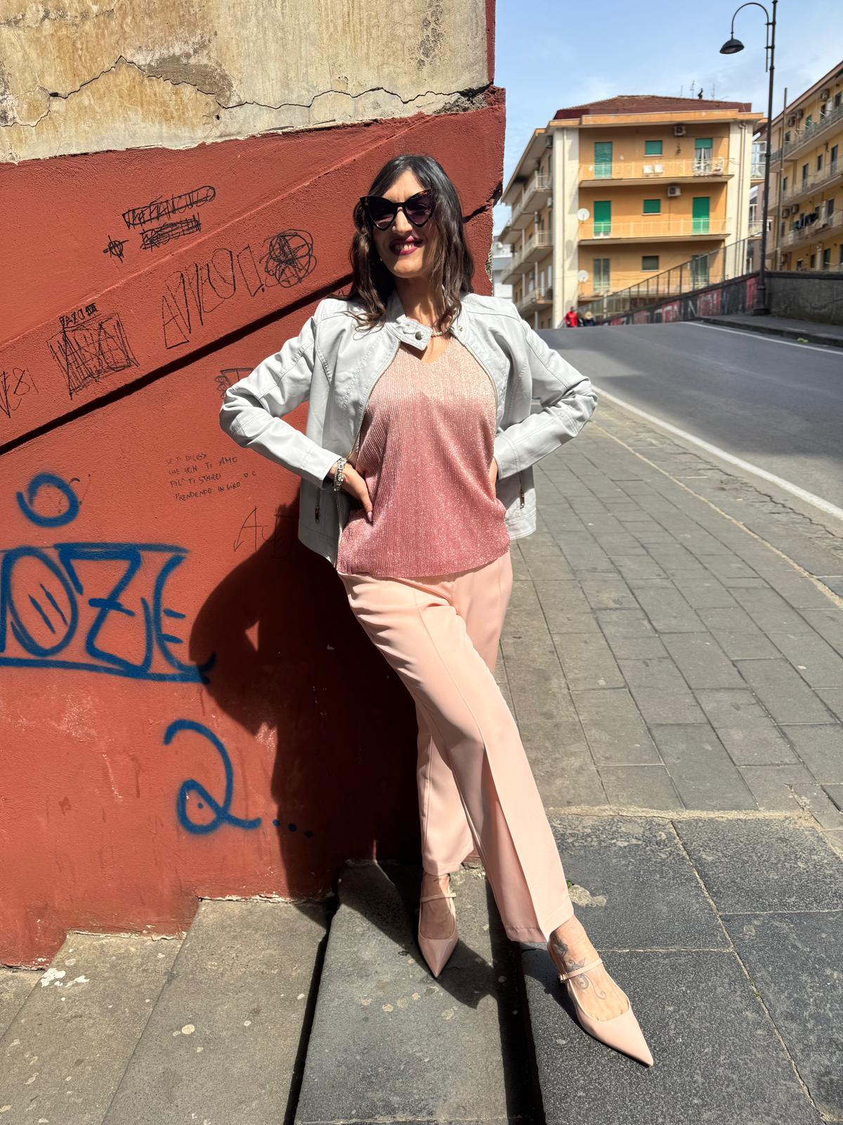 Giubbino in ecopelle con tasche zip Akè E051