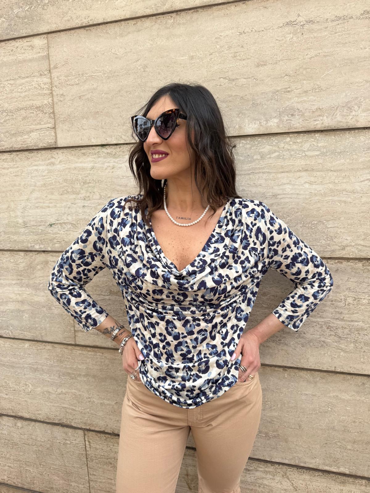 Blusa fantasia maculata in jersey con manica 3/4 SANDRO FERRONE STELLA