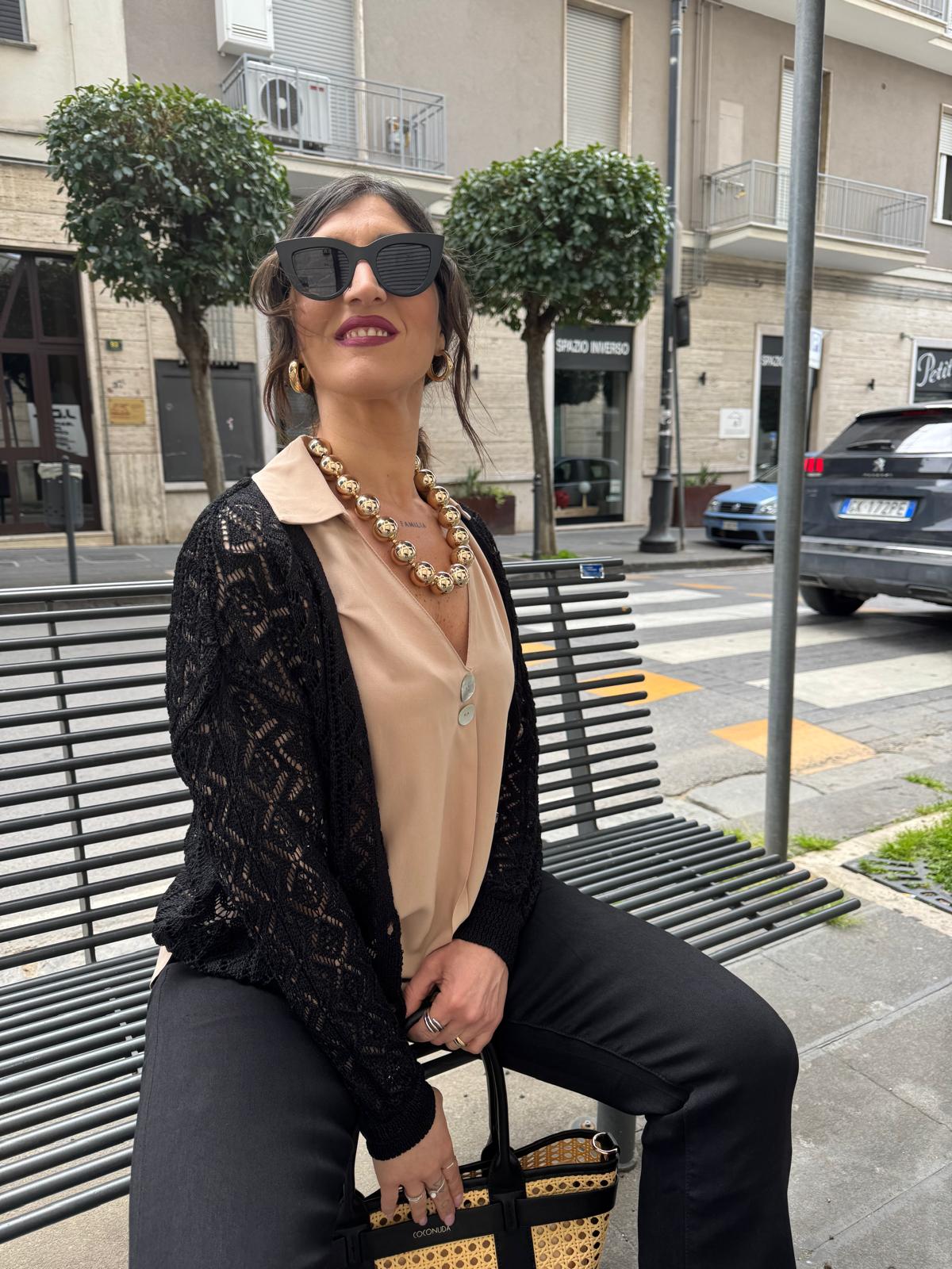 Cardigan traforato  con bottoni Akè 8066