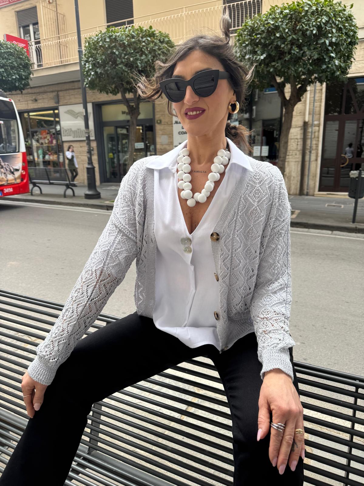 Cardigan traforato  con bottoni Akè 8066