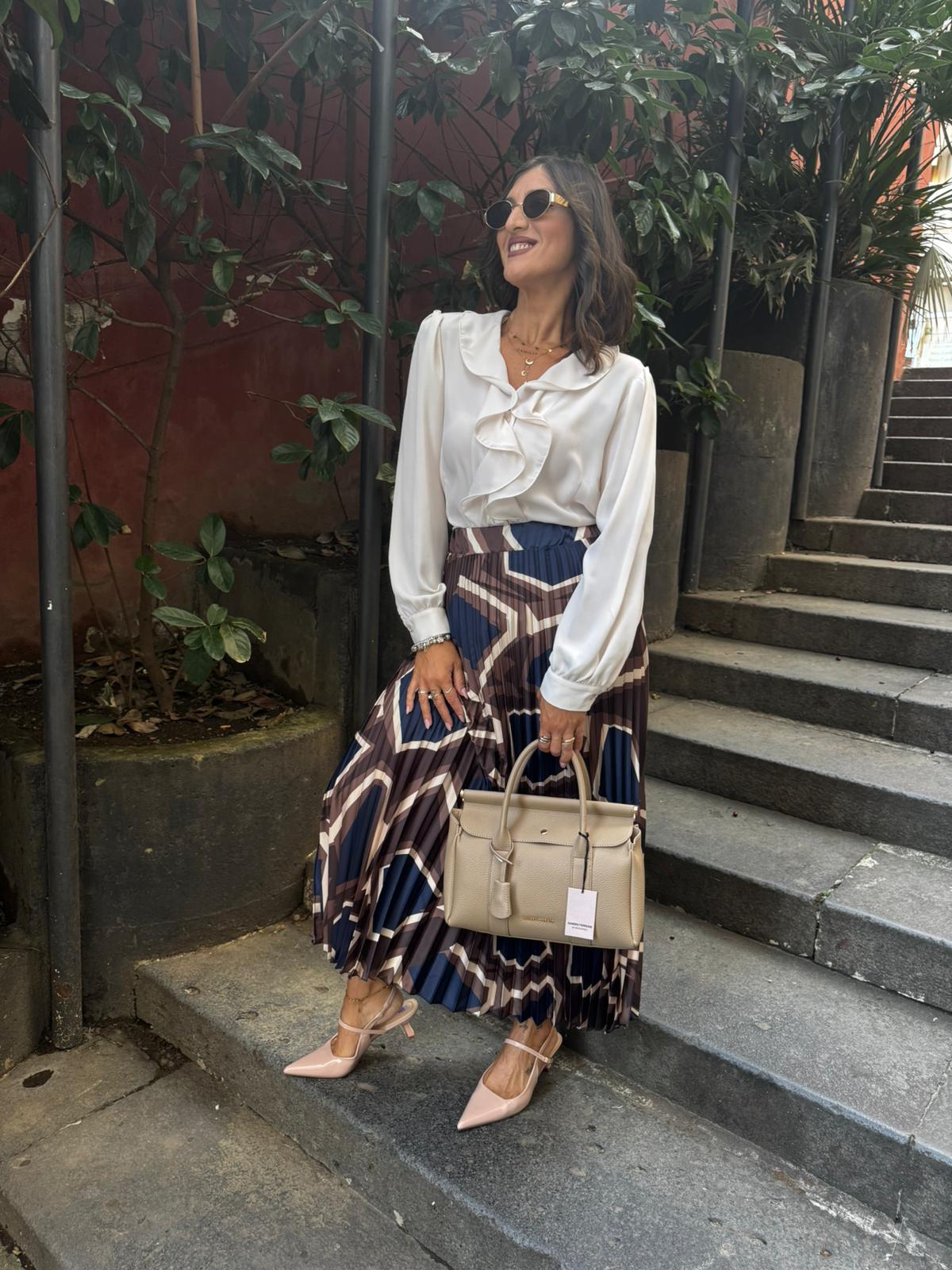 Camicia in chiffon con rouches sul davanti Lizalù ZOLA