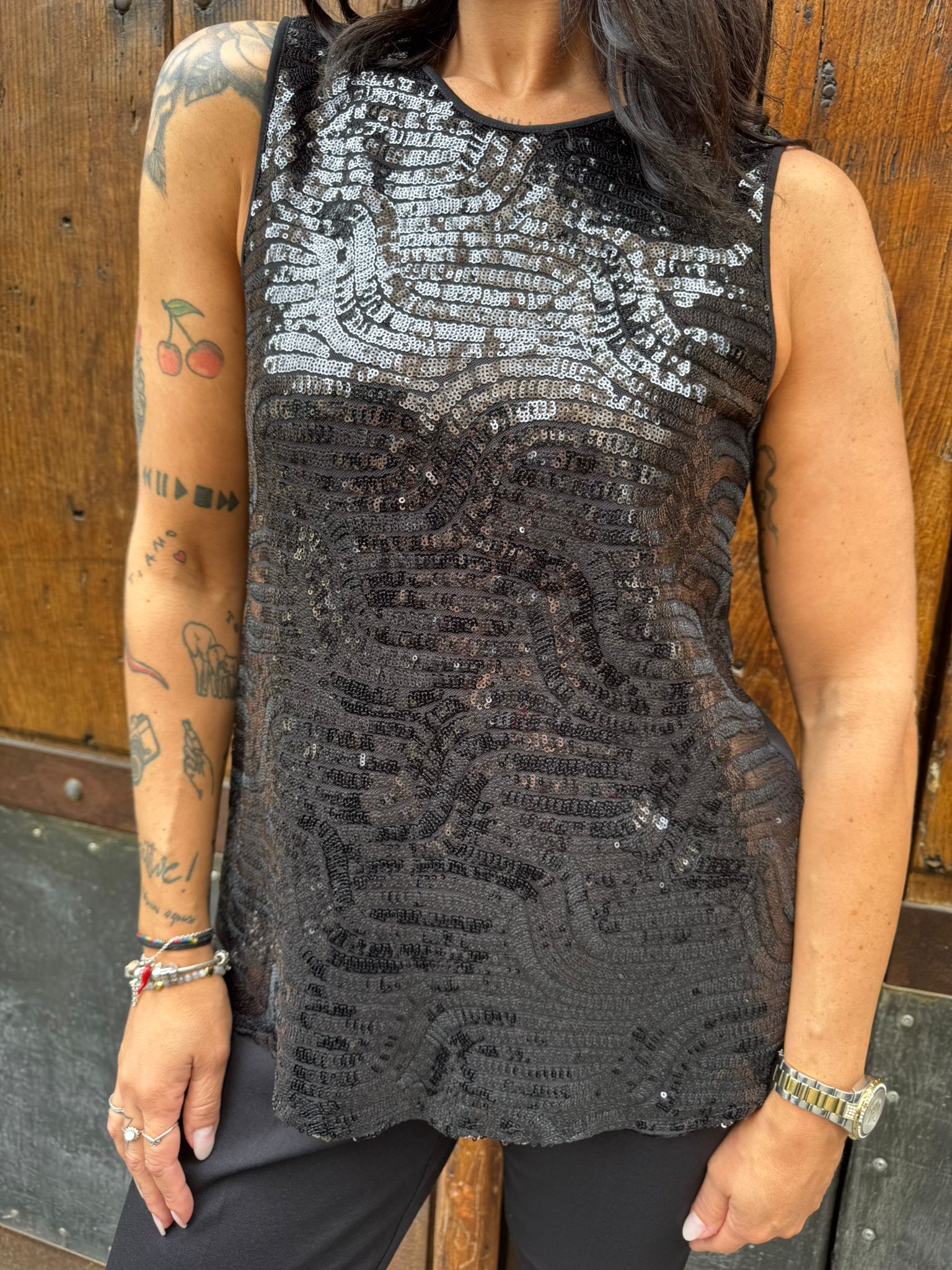 Maglia giromanica in paillettes Lizalù S049