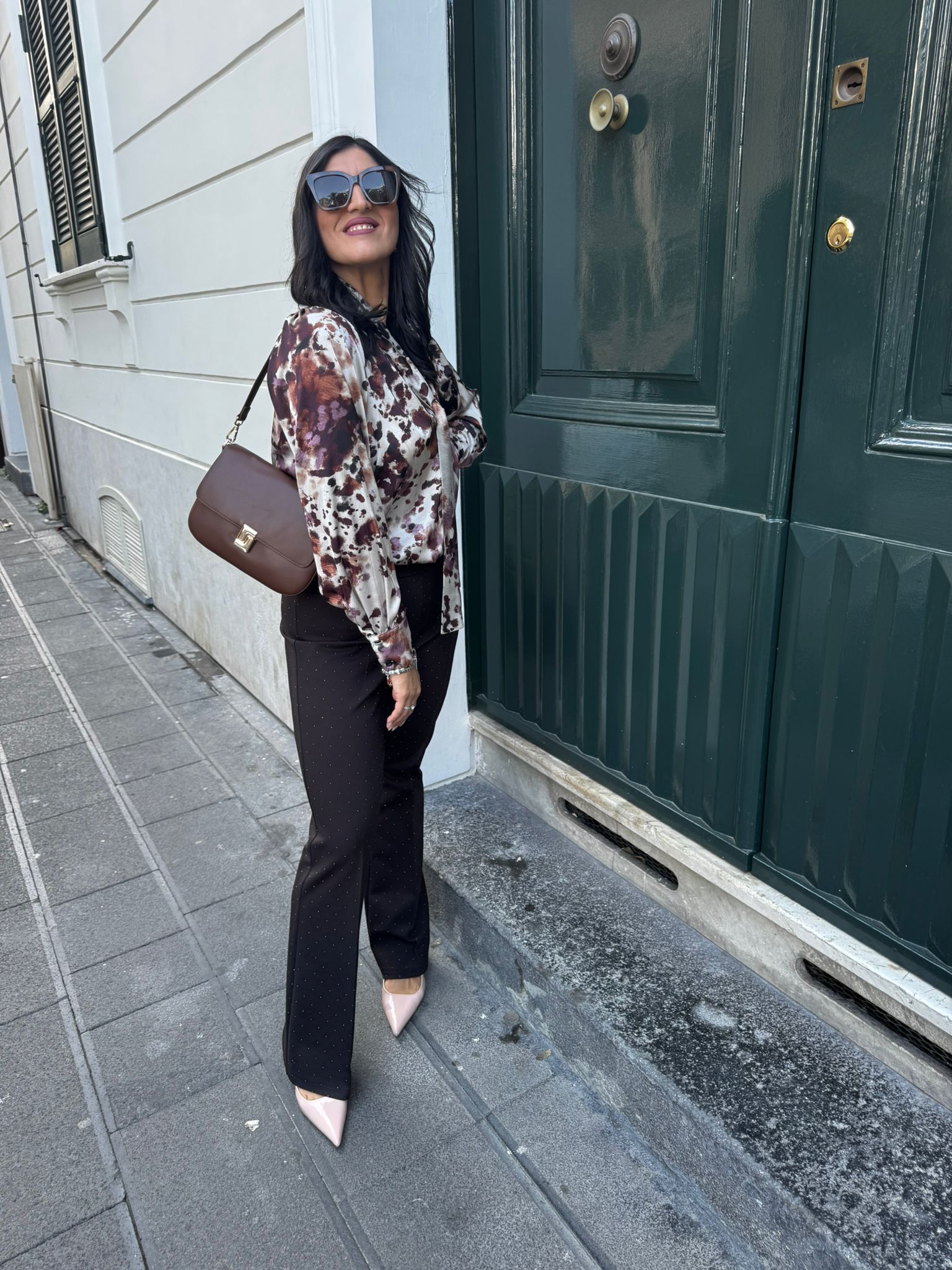 Pantalone punto milano a zampa con strass Lizalù RITA