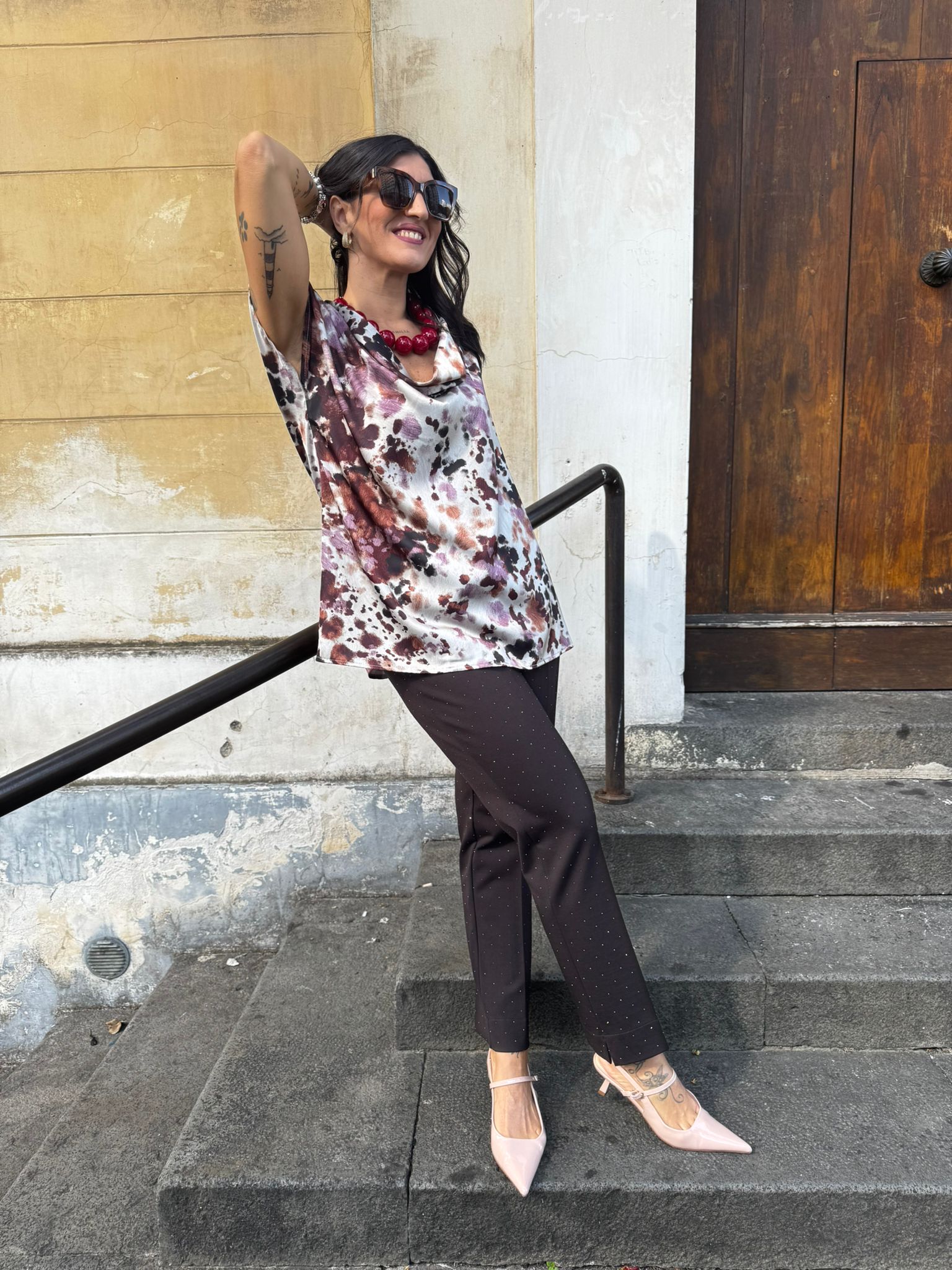 Pantalone punto milano a sigaretta con strass Lizalù SOFIA