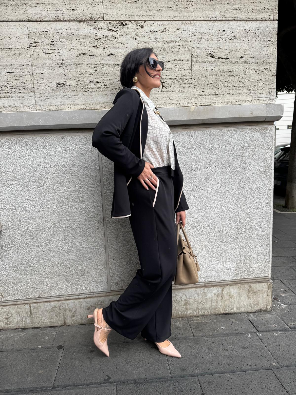 Pantalone palazzo in crepe con elastico sul retro con tasca uomo bicolore Lizalù S051