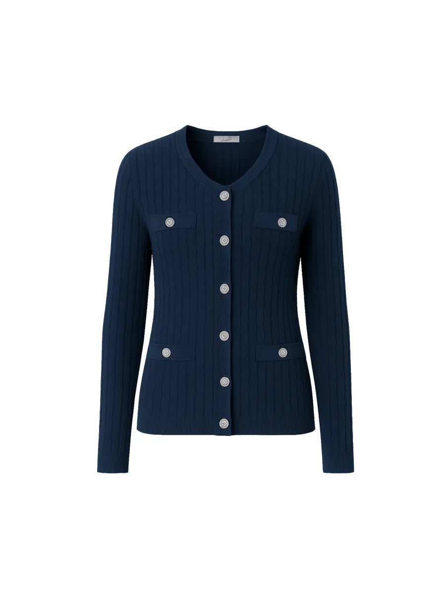 Cardigan girocollo con bottoni decorativi Lizalù S238