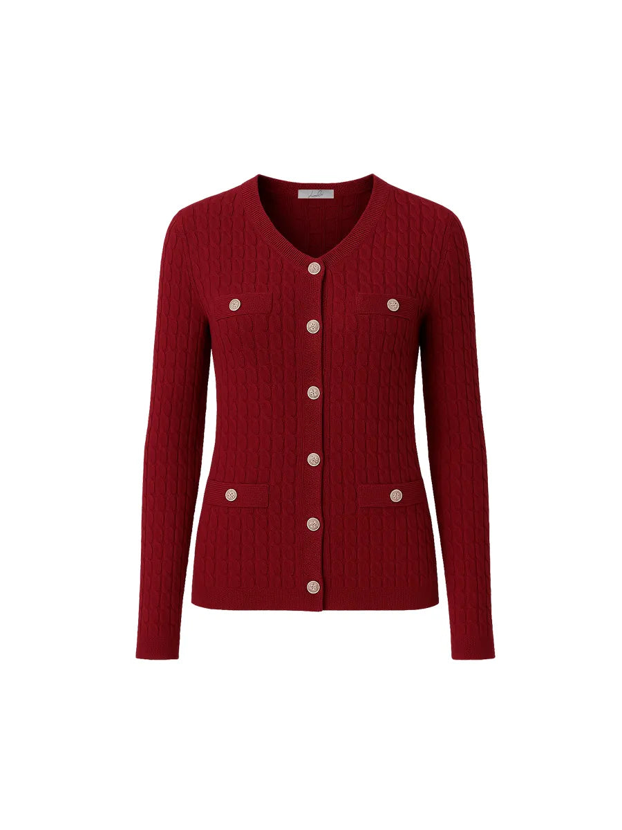 Cardigan girocollo con bottoni decorativi Lizalù S238