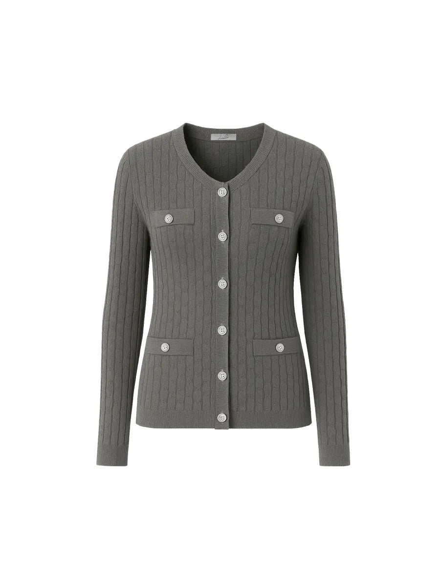 Cardigan girocollo con bottoni decorativi Lizalù S238