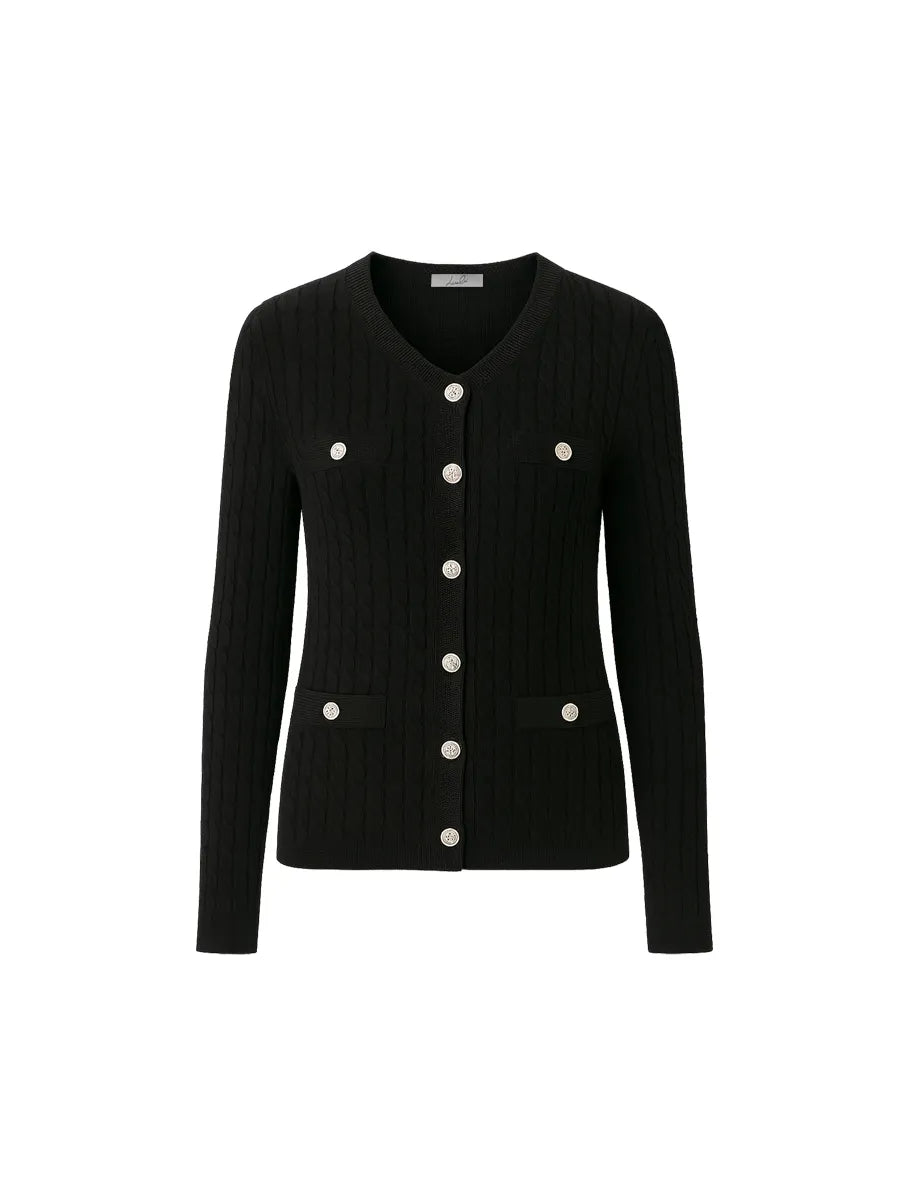 Cardigan girocollo con bottoni decorativi Lizalù S238